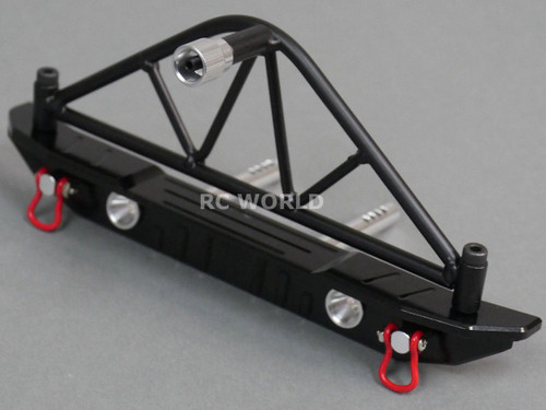 For Axial SCX10 RC Truck REAR METAL BUMPER W/ Tire CARRIER + LED Lights