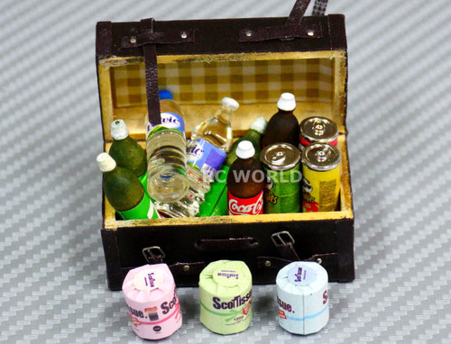 RC 1/10 Scale Accessories SODA, WATER, PRINGLES, TOILET PAPER W/ Leather Case