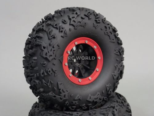 Axial 2.2 Rock CRAWLER Beadlock Wheels & TIres 140 mm 5.5" -Set Of 4- RED