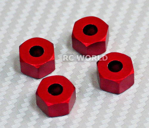 RC 1/10 Scale Anodized Aluminum 7MM WHEEL 12MM HUB Spacer -4 pcs- RED