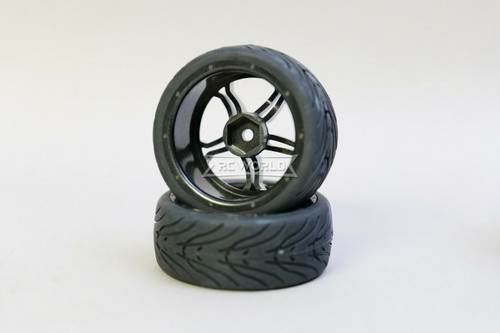 Rc Silver Rims RC 1/10 CAR Wheels SILVER 5 STAR w/ Semi Slick TIRES (4PC)