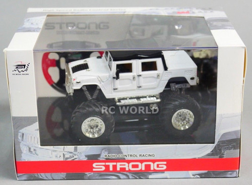 RC 1/43 Radio Control RC Micro Monster Truck HUMMER  w/ LED Lights WHITE