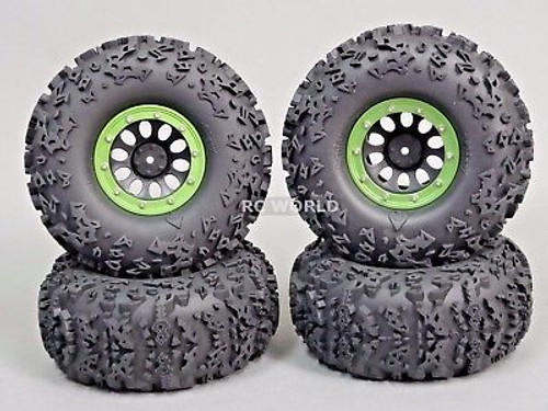 RC Truck Wheels 2.2 W/ 140MM Tires Green.