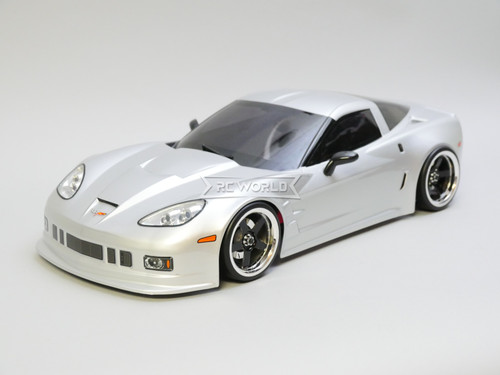 1/10 RC Body Shell CHEVY CORVETTE  w/ Light Buckets SILVER -Finished-