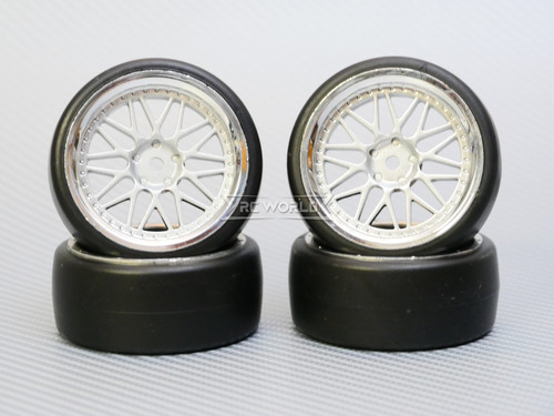 1/10 DRIFT Wheels 3MM Offset SILVER 3 Piece W/ Chrome LIP *4pcs*