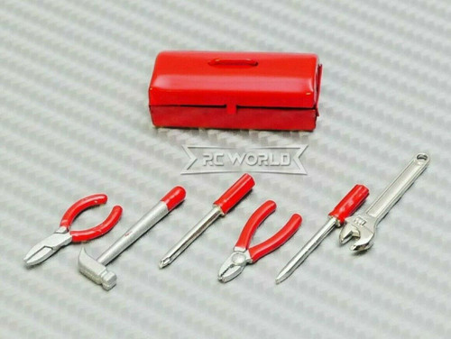 1/10 Scale Accessories Metal TOOL BOX w/ TOOLS -RED-