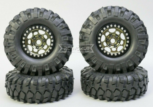 1/10 Metal Truck Wheels 1.9 Beadlock Rims G1 W/ 108mm Tire GUN + BLACK