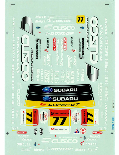 RC 1/10 DECAL Stickers SUBARU Impreza 2008 Fuji GT Vinyl Sheet 