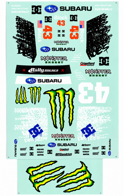 RC 1/10 DECALS SHEET STICKERS Subaru #43-DC-Block-Monster- 14"x10"