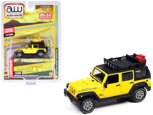 AW 1/64 JEEP WRANGLER Unlimited 4X4 w/ Roof Rack Die Cast Model Truck - YELLOW -