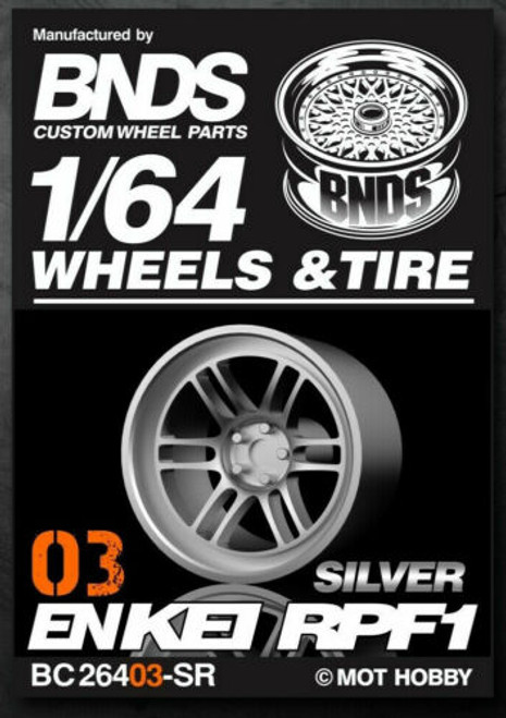 1/64 Plastic WHEELS RIMS TIRES SET For Die Cast Models -ENKEI RPF1-03 -SILVER-