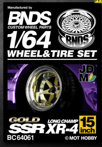 1/64 Metal WHEELS RIMS TIRES SET For Diecast Models -SSR XR-4 GOLD- BC64061