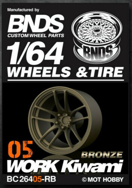 1/64 Plastic WHEELS RIMS TIRES SET For Diecast Models -WORK KIWAMI -BRONZE-