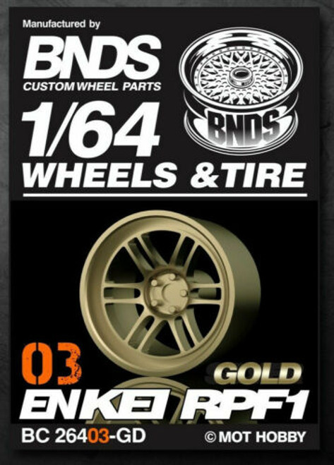 1/64 Plastic WHEELS RIMS TIRES SET For Diecast Models -ENKEI RPF1 -GOLD-