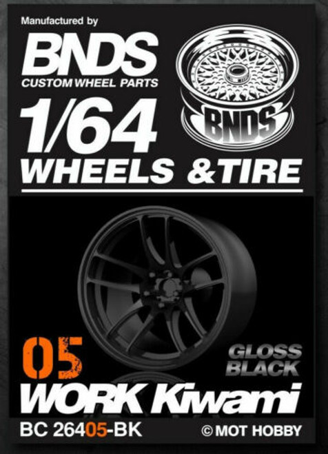 1/64 Plastic WHEELS RIMS TIRES SET For Die Cast Models -WORK KIWAMI-05 -BLACK-