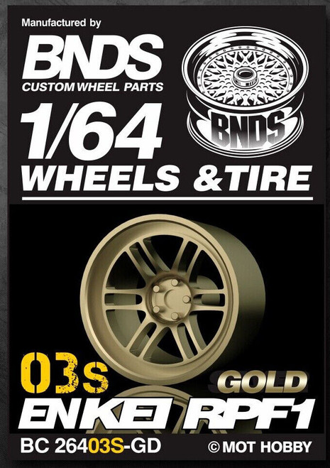 1/64 Plastic WHEELS RIMS TIRES SET For Diecast Models -ENKEI RPF1 -03S-GOLD-