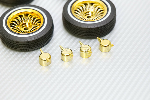 1/10 LOW RIDER White Wall RIMS + TIRES W Nut Covers (4PCS) Set -SILVER ...