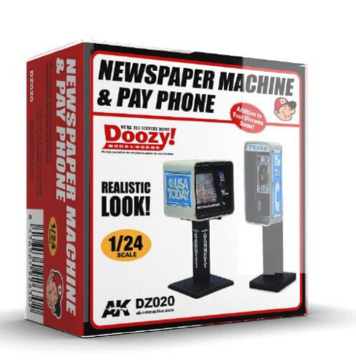 Doozy 1/24 Newspaper Machine + Pay Phone Resin Model kit #DZ020