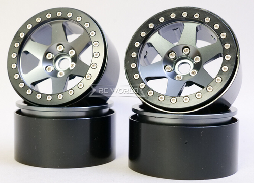 RC Truck Wheels 2.2 ALUMINUM Beadlock 6 Star RIMS -GUNMETAL-