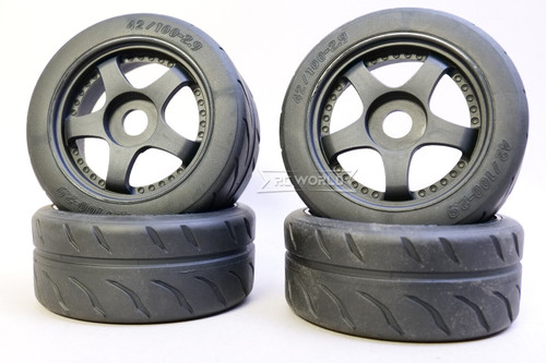 1/8 WHEELS & TIRES Street Tread 5 SPOKE (4PC) -BLACK -