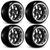 RC Wheels SET Adj. Offset 2/4/6/8mm -14 SPOKE BLACK/CHROME LIP W/ TIRES (4 pcs)