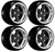RC Wheels SET Adj. Offset 2/4/6/8mm -5 SPOKE BLACK/CHROME LIP W/ TIRES (4 pcs)