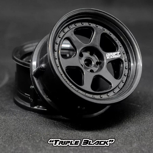 Ds652 Rims DS Racing 6 SPOKE RIMS Adjustable Offset Wheels BLACK / BLACK -2PCS #DE-205