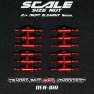 DS Racing 1/10 SCALE NUTS -SHORT RED (24 PCS) #DEN-1RA