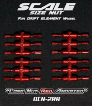 DS Racing 1/10 SCALE NUTS -LONG RED (24 PCS) #DEN-2RA