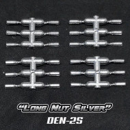 DS Racing 1/10 SCALE NUTS -LONG SILVER (24 PCS) #DEN-2S