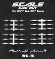 DS Racing 1/10 SCALE NUTS -BULLET SILVER (24 PCS) #DEN-3S