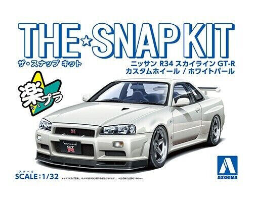 Aoshima 1/32 NISSAN SKYLINE R34 GTR Custom Wheels Plastic Model