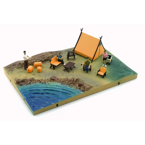 1/64 DIORAMA SCENE Set CAMP SITE *ORANGE TENTS* For Models -64BDOR003