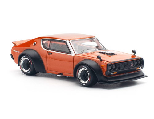 Pop 1/64 Die Cast NISSAN SKYLINE GTR V8 KENMERI Model Car -ORANGE-