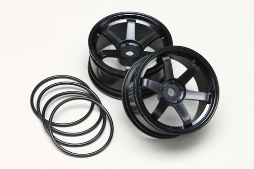 Yokomo 1/10 WHEELS 6 SPOKE TE37 (2PCS) -BLACK- 7MM Offset #TW-5313B7