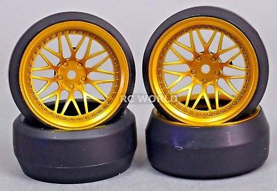 RC 1/10 DRIFT WHEELS Package 0 Degree 9MM Offset 3 PIECE GOLD - RC