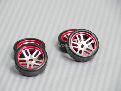 1/28 Mini Z Aluminum Drift Rim Set Front + Rear 20x8mm w/ Drift Tires ...