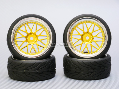 1/10 STREET Wheels 3MM Offset GOLD 3 Piece W/ Chrome LIP *4pcs*
