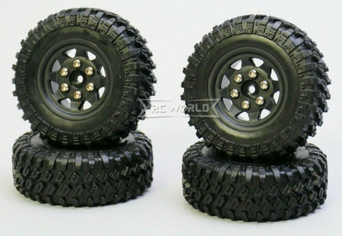 Micro Rims 1/24 Micro Off-road WHEELS TIRES Set 47mm Assembled (4pcs) BLACK