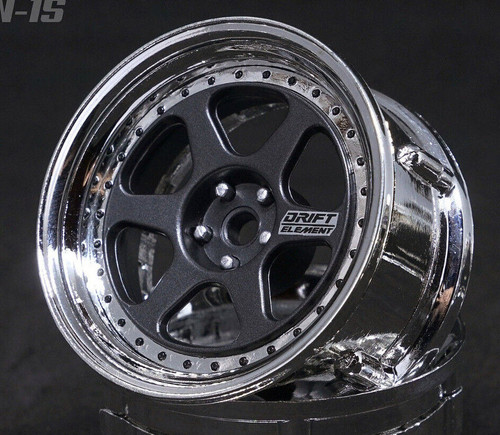 DS Racing 1/10 6 SPOKE RIMS Adjustable Offset Wheels BLACK