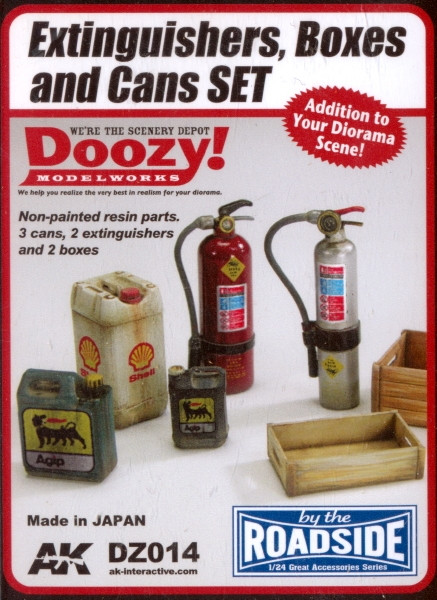 Doozy 1/24 FIRE EXTINGUISHERS & BOX Set Resin Model kit #DZ014
