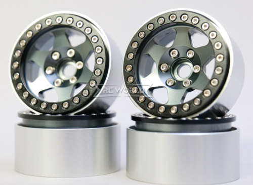 Metal Rc Rims RC Truck Rims 1.9 Metal BEADLOCK 6 STAR Wheels-GUN METAL- 4pcs