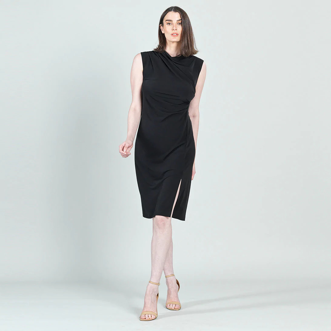 Fitted Boddice Side Slit Midi Dress