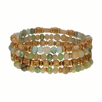 Four Piece Multi Bead Stretch Bracelet Group