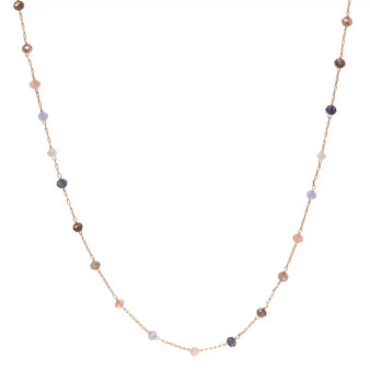 Fine Chain Choker Necklace with Stationed Crystal Beads