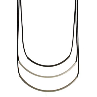 Three Tier Cord Necklace with Metal Bars