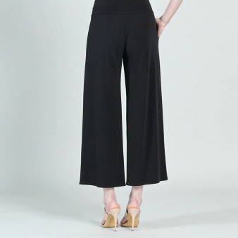 Front Slit Ankle Petal Pant - Black