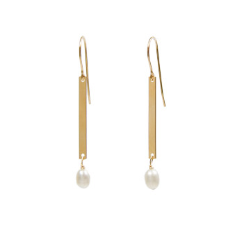 Bar and Pearl Earrings