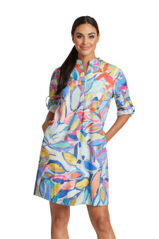 Party In August 3/4-Length Sleeve Shirt Dress