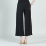 Front Slit Ankle Petal Pant - Black